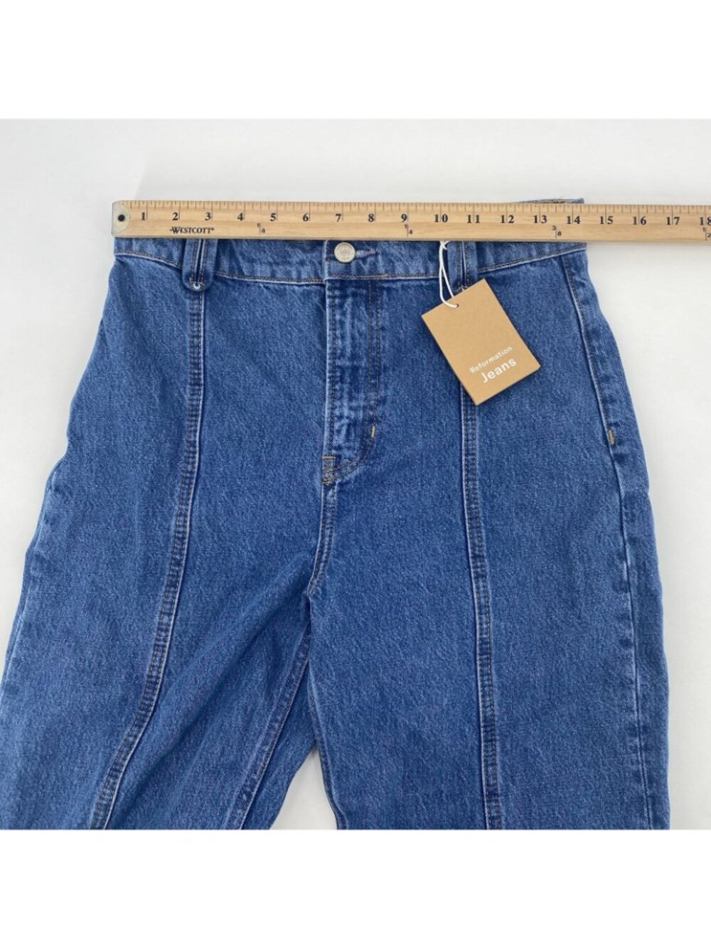 Reformation Size 28 Leah Seamed High Rise Wide Leg Jeans Organic Cotton - Picture 4 of 13